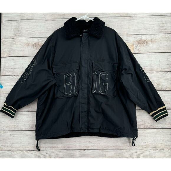 BDG Urban Outfitters Sherpa Lined Bomber Jacket‎ Men's Size Large Black - Picture 1 of 13